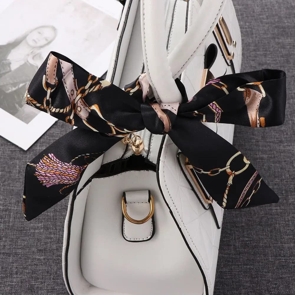 2Pcs Fashion Hairband Wrist/Waistband Decor Ribbon Scarf Handbag Handle Ribbon Small Silk Scarf Neck Scarf