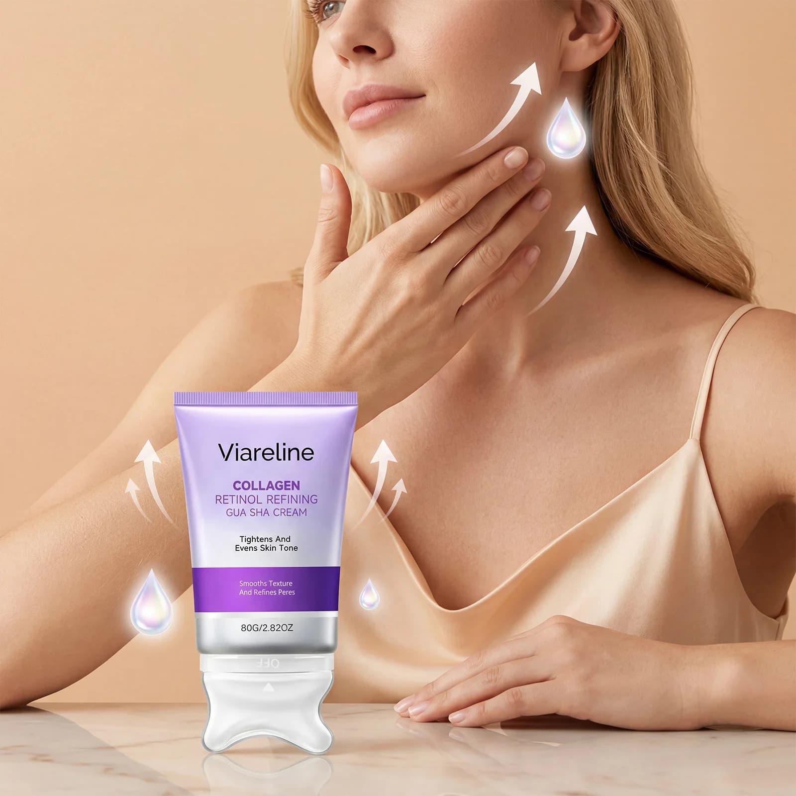 Collagen Retinol Refining Gua Sha Cream, Reduce Fine Line Neck Cream Moisturizing Hydrating Face Neck Massager Korean Skin Care