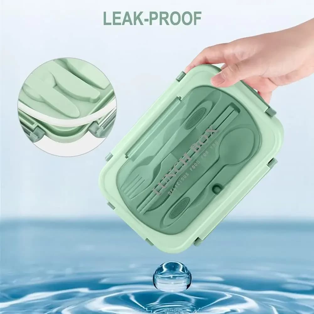 Contenitore per la preparazione dei pasti da 1200 ml per adulti, lavoro e viaggi, custodia anti-goccia con utensili, 3 scomparti, adatto al microonde