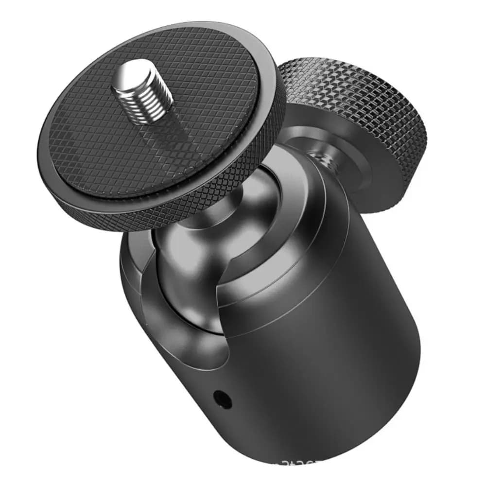 Base di montaggio girevole con testa a sfera da 360 gradi Base per treppiede universale nera per telefono Supporto per lampada fotografica girevole in lega di alluminio