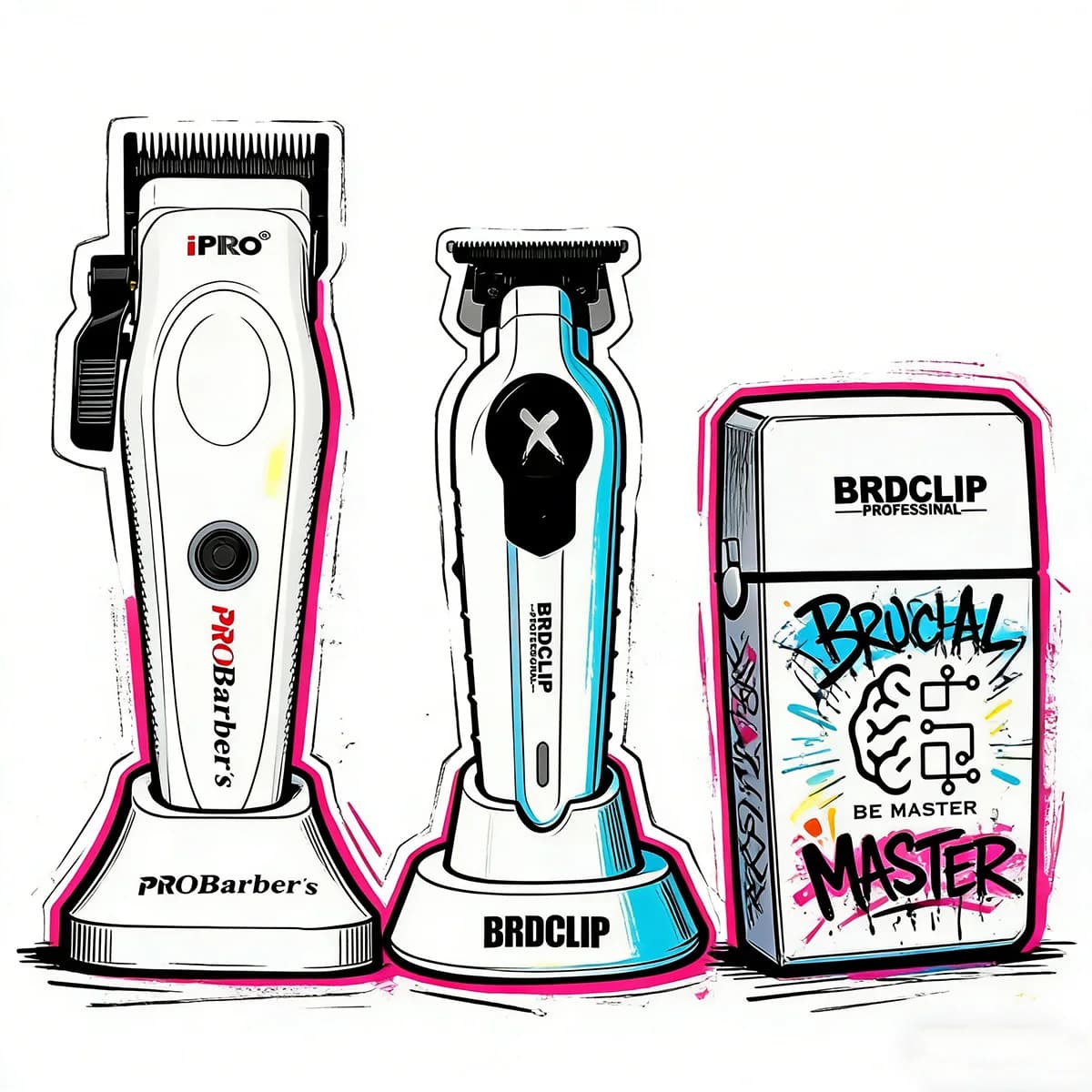 Set Professionale di Tagliacapelli BRDCLIP Bianco, 7700 RPM, Trimmer per Capelli, Macchina per Sfumature, Rasoio a Lamina per Salone, Macchina per Taglio Capelli da Uomo