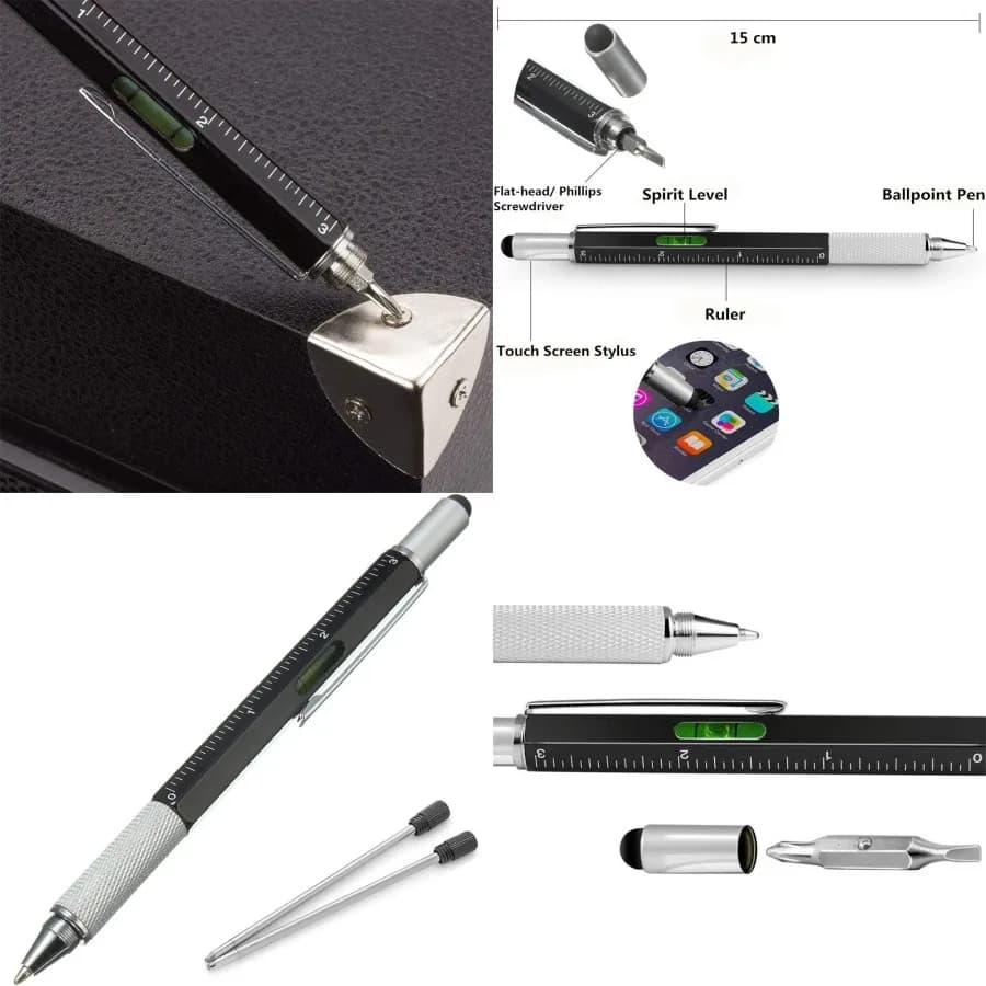 Tech-Tool multifunction pen with ballpoint pen Touch Screen Skeleton Rowing flat head bubble level and Phillips screwdriver - Idea