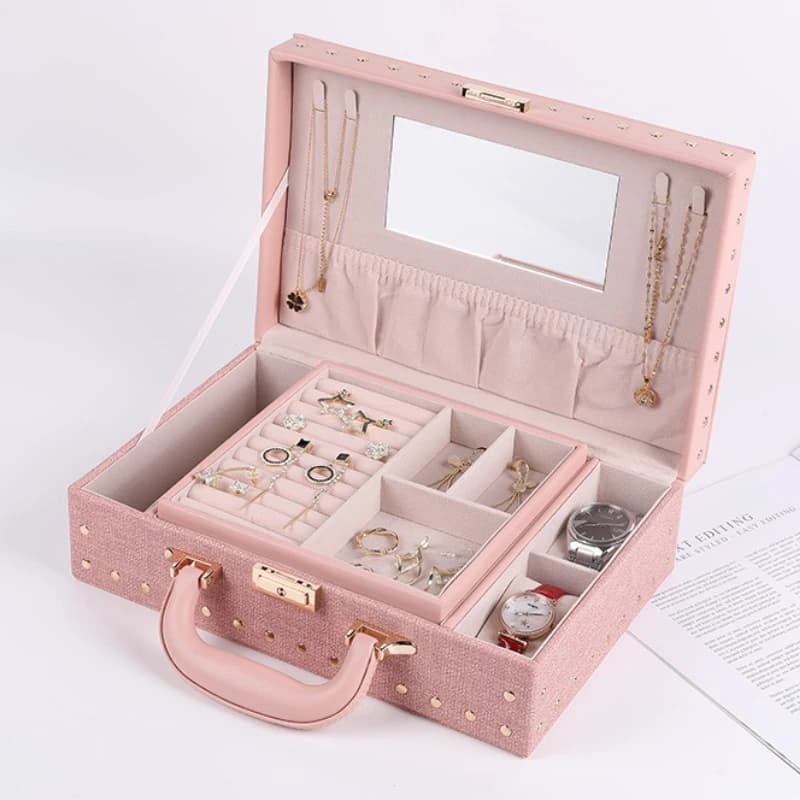 Portable Jewelry Storage Boxes Women Ring Organizer Bracelet Necklace Case Earrings Watches Storage Holder Travel Jewelry Box