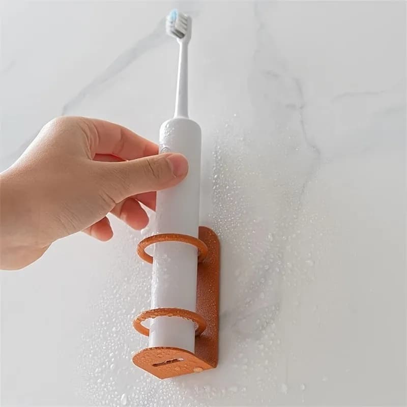 Wall-Mounted Toothbrush Holder, No Drilling Required, Durable Material, Ergonomic Design, Razor Stand Storage Rack