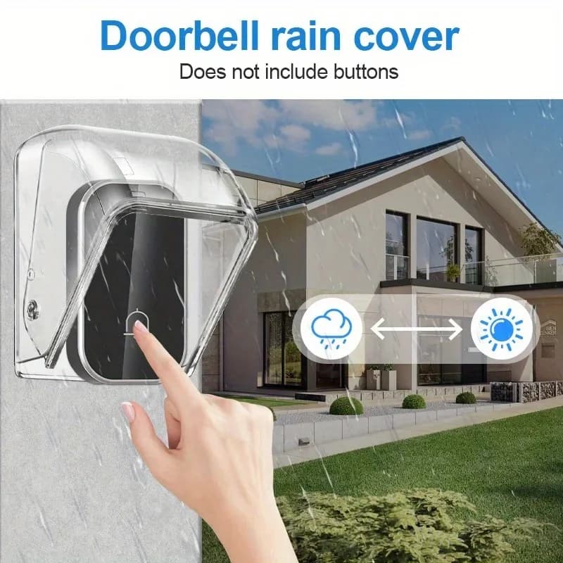 1Pc Copertura per campanello senza fili Copertura per chiamata impermeabile esterna Protezione per porta trasparente Anello antipolvere Pulsante campanello Copertura antipioggia