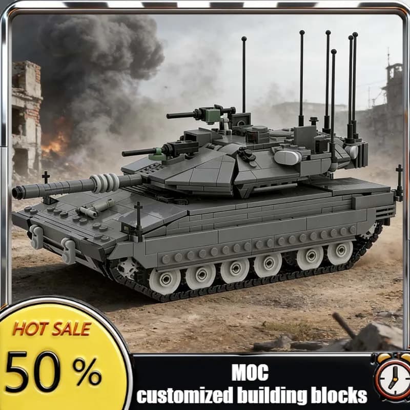Set di Costruzioni Personalizzabile da 1236 Pezzi, Modello di Carro Armato Merkava 4M in Scala 1:35, Blocchi Modulari MOC, Giocattolo Fai-da-Te, Regalo di Natale