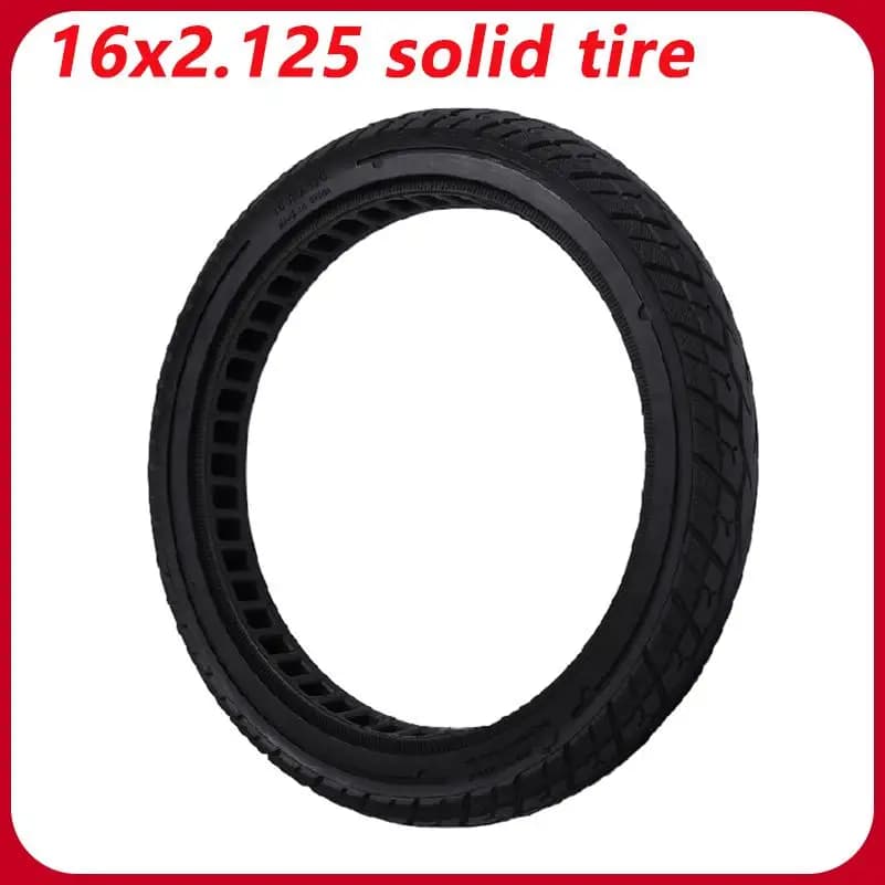 16x2.125 Solid Tire Wear-resistant 16 Inch Tire for Electric Bicycle Folding Electric Bicycle Non Inflation Thickened Tyre Part