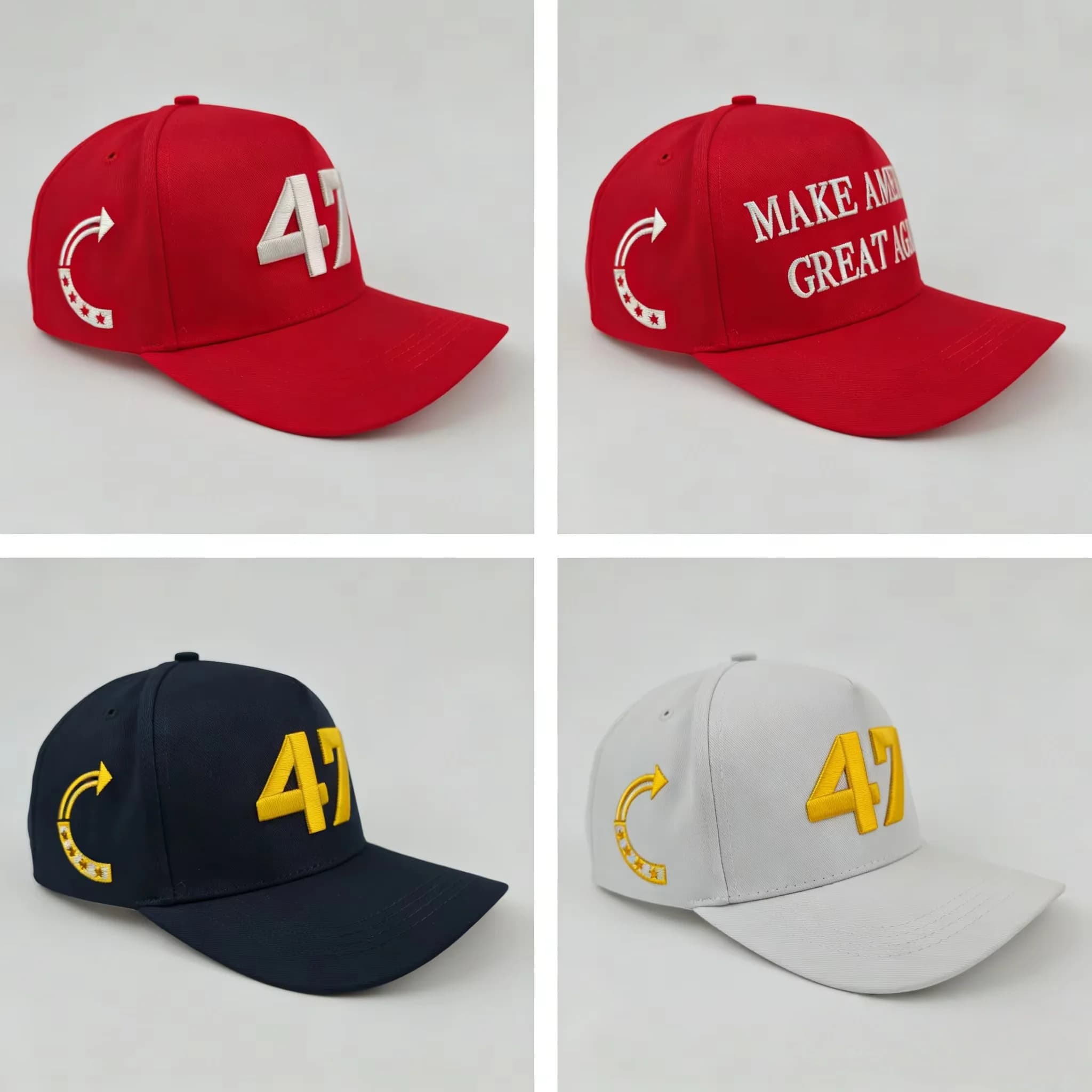 Charlie Kirk Cappello Ricamo in oro USA 47 Berretto da baseball per uomo Donna Cappelli regalo repubblicano Bianco