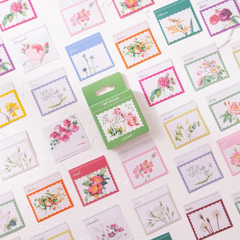 46 Fogli per Scatola, Adesivi con Piante e Fiori Verdi, Decorazioni Fai-da-Te, Adesivi per Diario, Regalo per Studenti