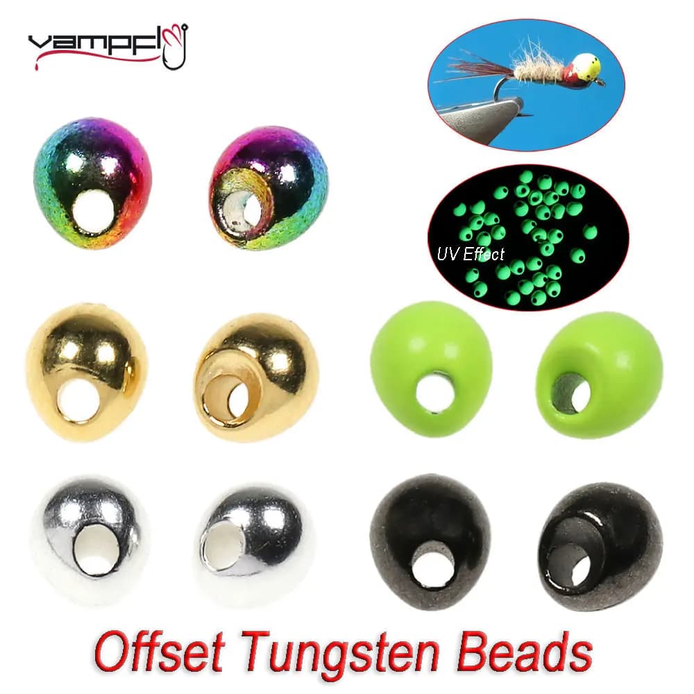 Vampfly 20 pz 2.3 ~ 3.8mm Off-set Perline di Tungsteno a Forma di Goccia Jig Off Perline Pesca Fly Tying Materiale Per Legare Ninfa Jig Head