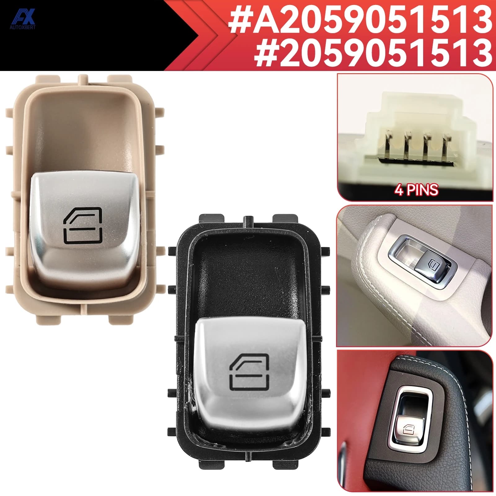 A 2059051513 Interruttore alzacristallo elettrico lato passeggero auto per Mercedes-Benz Classe V V Vito GLC W205 2014-2021 A 2229052203 2059051513