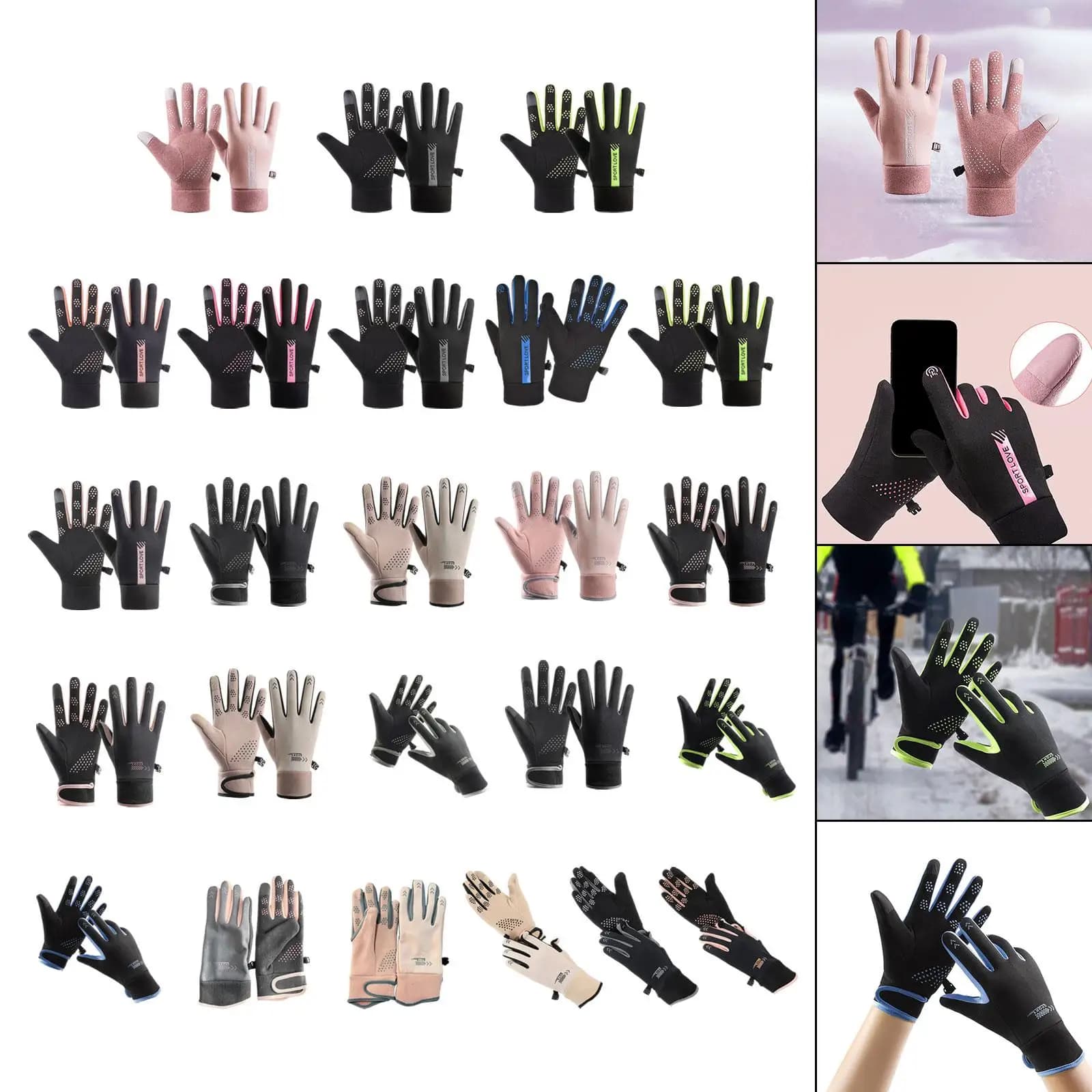 Guanti invernali caldi per touch screen Guanti da sci per sport ciclistici