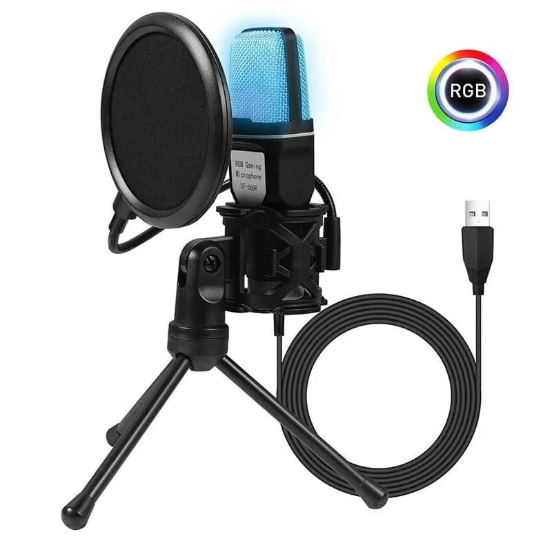 Computer da gioco Microfono a condensatore professionale Microfono PC portatile USB cablato Streaming live Podcast Studio Mike Kit Gamer Karaoke