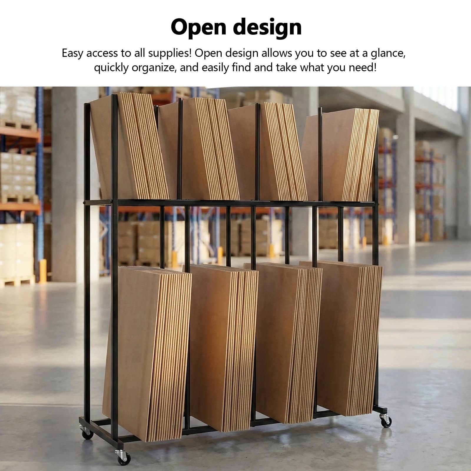 Espositore a 2 livelli grande per opere d'arte con ruote, organizer versatile per tele, pannelli da studio, gallerie e dipinti