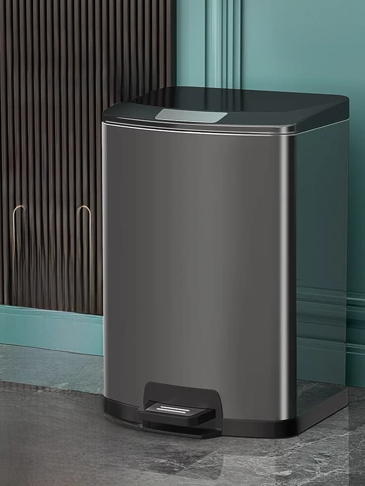 Cestino per rifiuti con pedale in acciaio inossidabile di grandi dimensioni, con coperchio, per cucina e bagno, adatto anche per compostaggio.