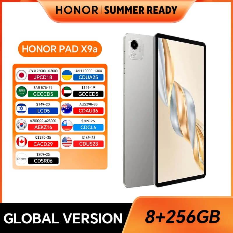 Versione globale HONOR Pad X9a 6GB+128GB/8GB+256GB 11.5'' 2.5K 120Hz Schermo LCD 8300 mAh Batteria 35W SuperCharge WiFi Android 15