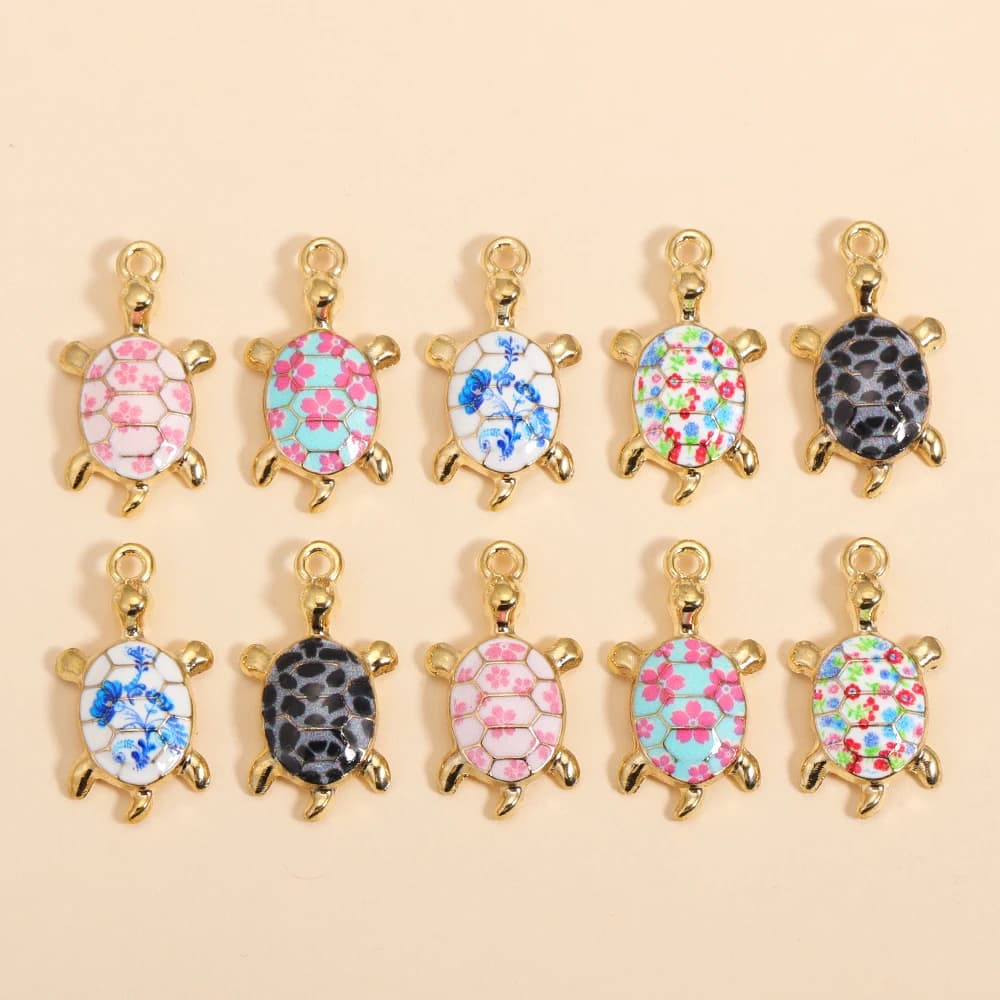10 Pz Nuovo Alla Moda Multicolor Smalto Tartaruga Pendenti e Ciondoli Per Fare Fatti A Mano FAI DA TE Carino Animale Dell'oceano Pendenti Collana Accessori di Gioielli