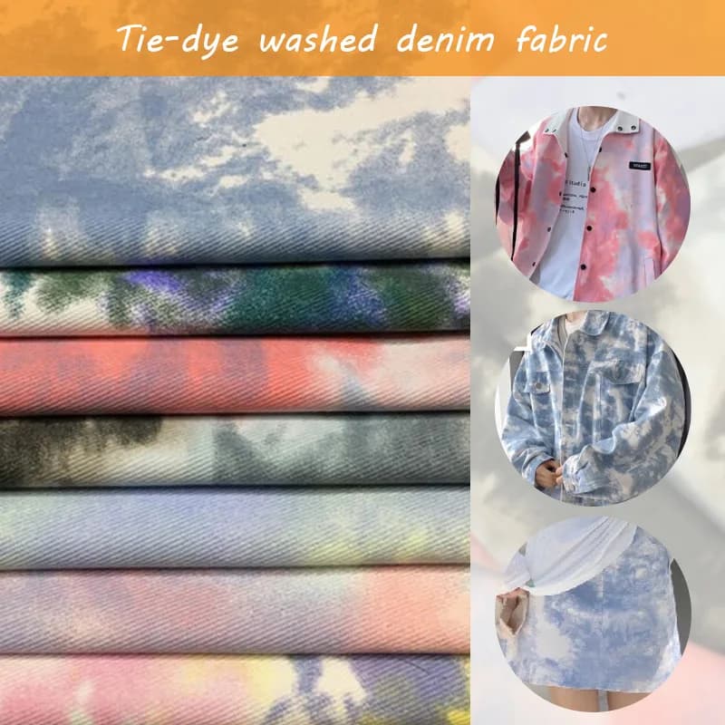 100*150 cm Colore Tie Dye Tessuto di Denim Lavato Per Fai Da Te Cucito Gonna Jeans Abito Cappotto Vestiti Stretch Tie-dyed Denim Tessuto di Cotone