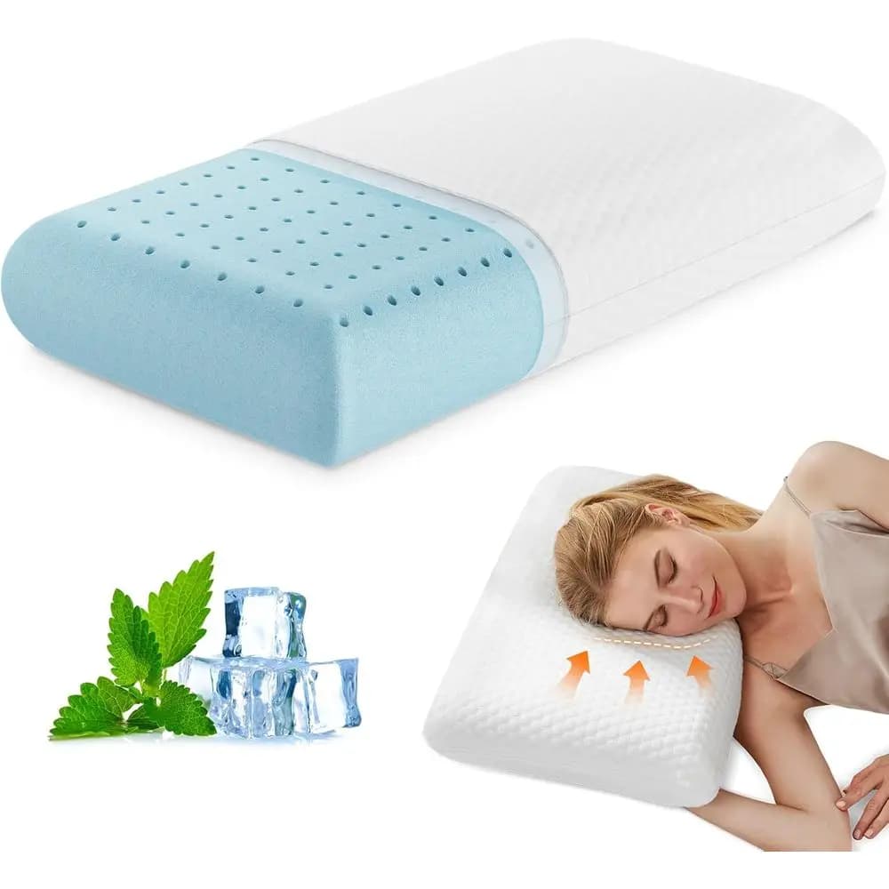 Queen Size Gel Cooling Pillows with Washable Cover, Ideal for Back and Side Sleepers, Breathable Mesh, White