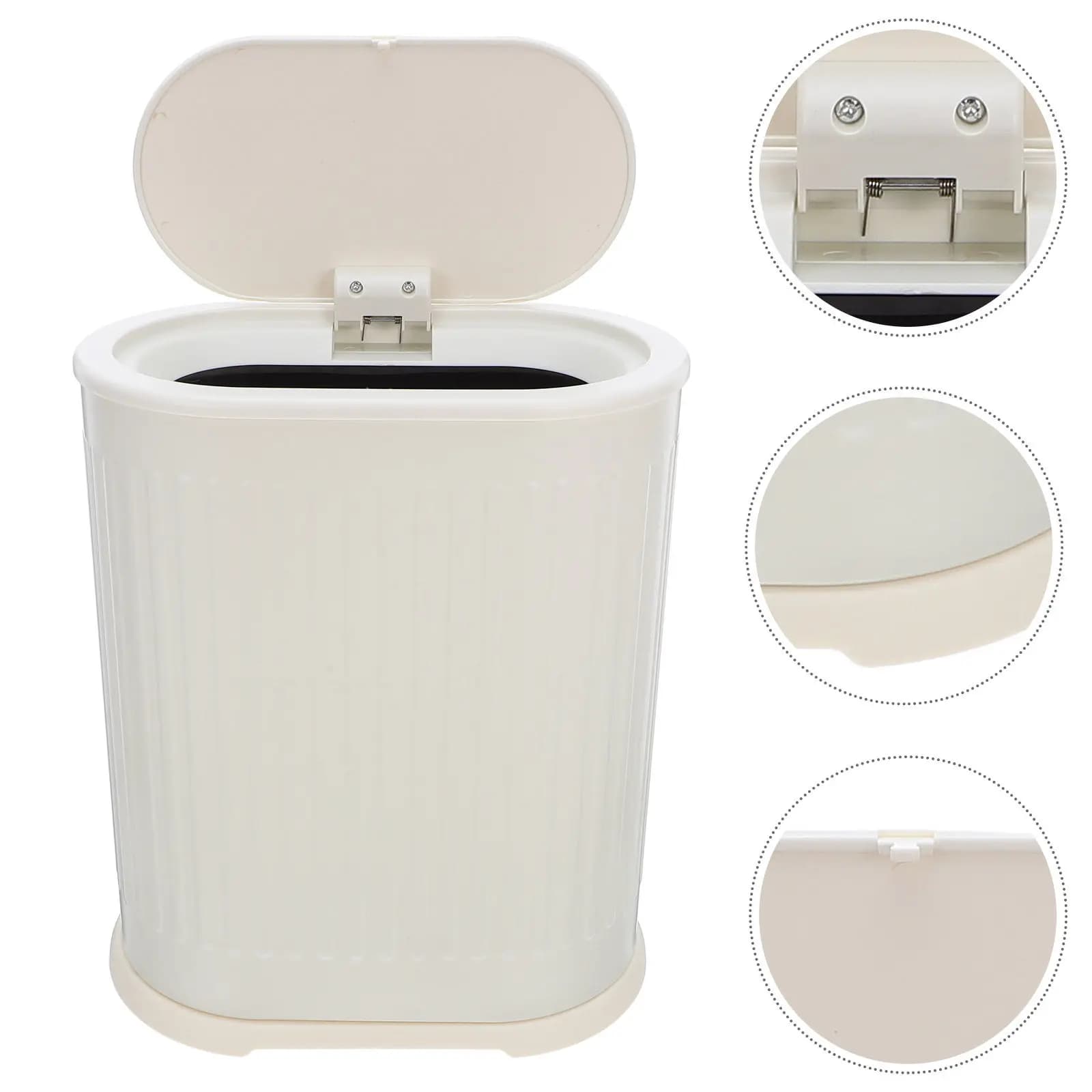 Press-Type Trash Can Plastic Garbage Bin Press Top Lid Bathroom Kitchen Bedroom Office Wastebasket Press-Type Trash Can