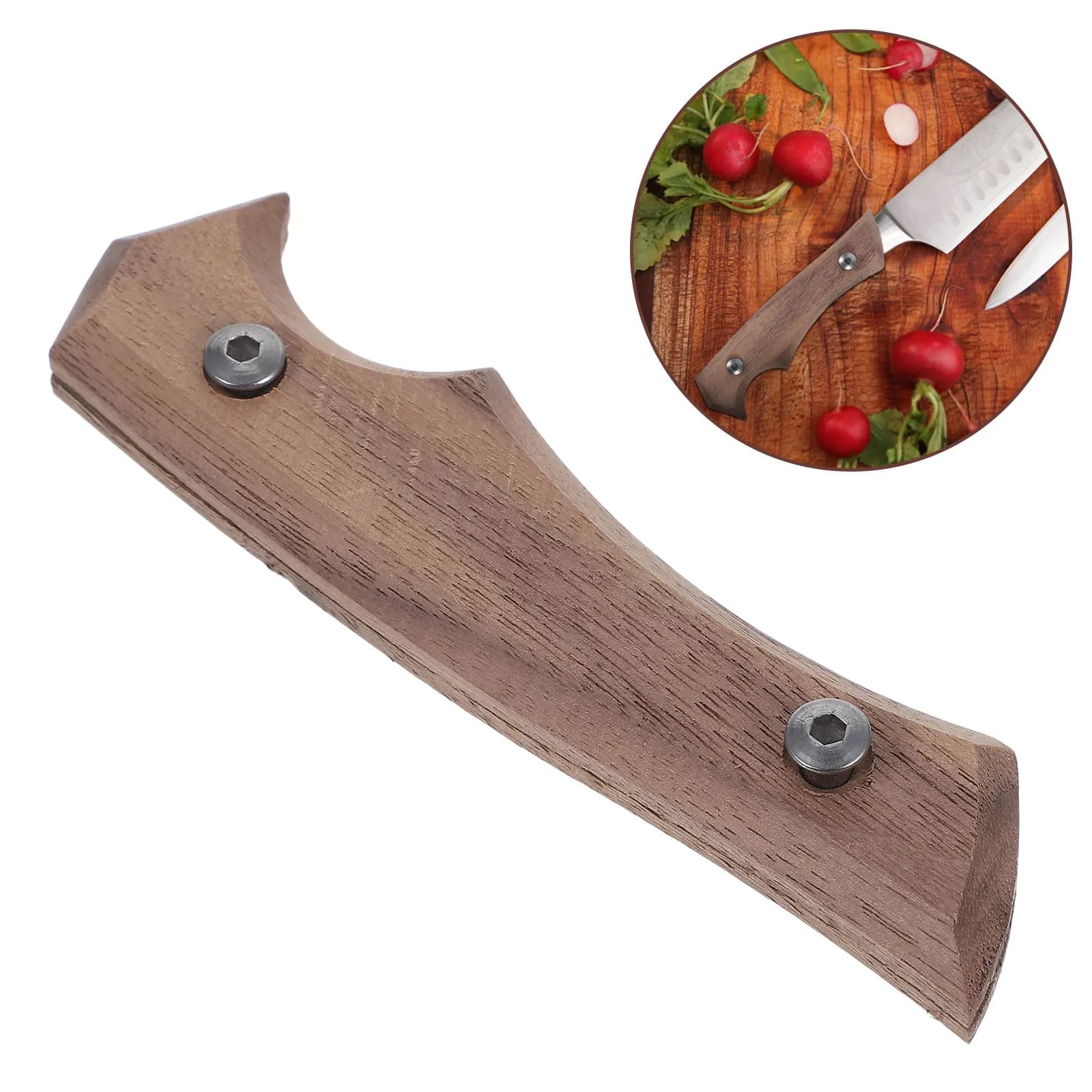 Manico di Ricambio in Legno di Faggio per Coltelli da Cucina, Impugnatura Solida Antiscivolo e Confortevole per Coltelli da Chef e Giapponesi, Riparazione Fai-da-Te