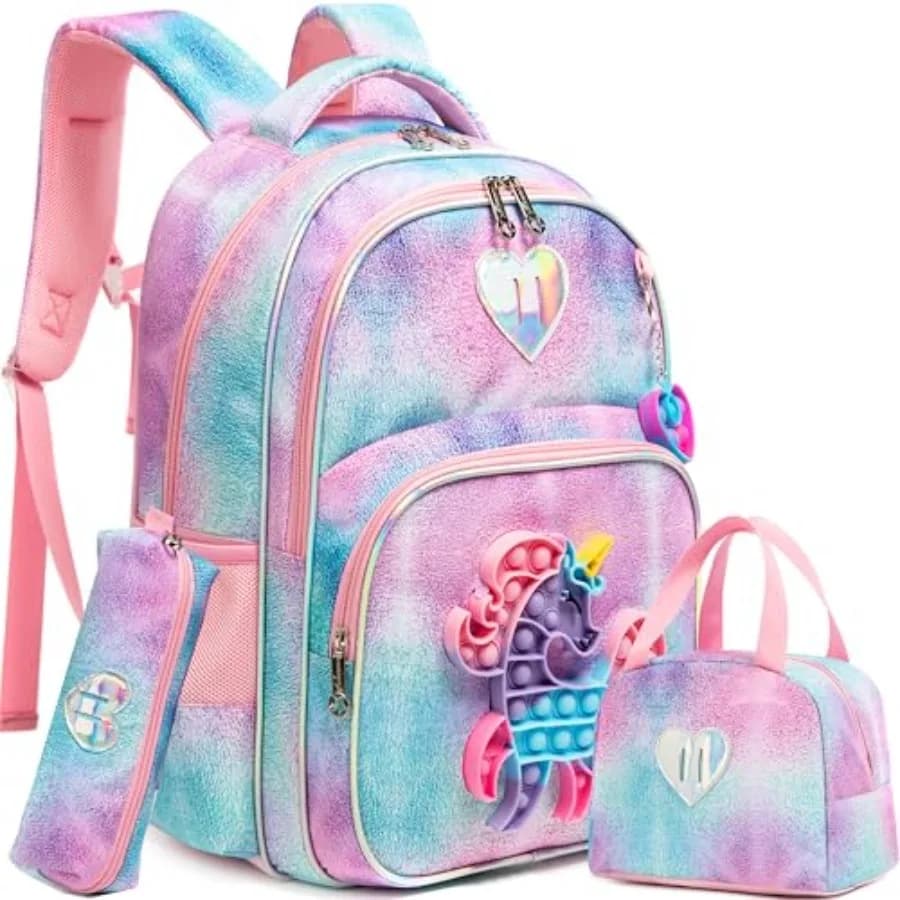 Zaino per Bambine della Scuola Elementare e Prescolare con Porta Pranzo per la Scuola