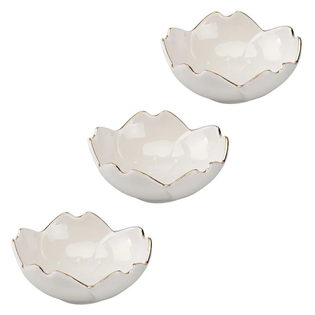 Set di 3 Piattini in Ceramica a Forma di Fiore di Ciliegio per Salsa di Soia, Aceto, Senape, Olio al Peperoncino, Sale, Zucchero, Spezie, Insalata e Antipasti