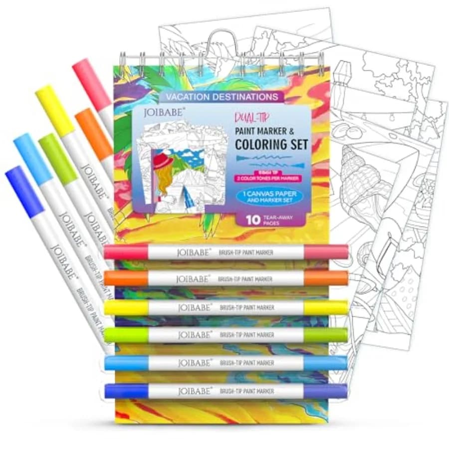 Black Paper Sketchbook Set 5.5" x 8.5" 100GSM Aicd-Free 35 Sheets Black Paper Sketchbook and 4 Dual-tip Acrylic Marker Set for