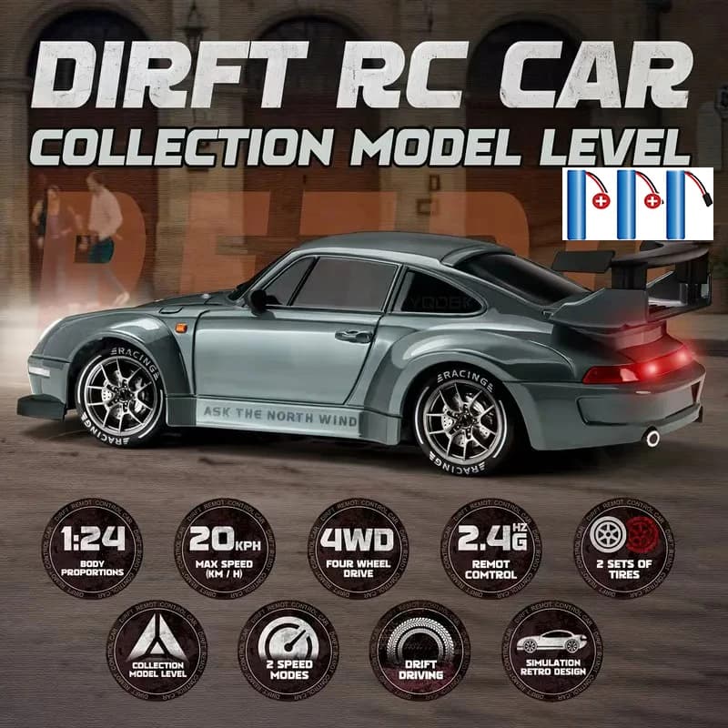 4WD RC Car from Drift 2.4GHz 4x4, RTR Remote Control Truck with LED Lights, High Speed Racing Car for Children and Adults, Toy Gift