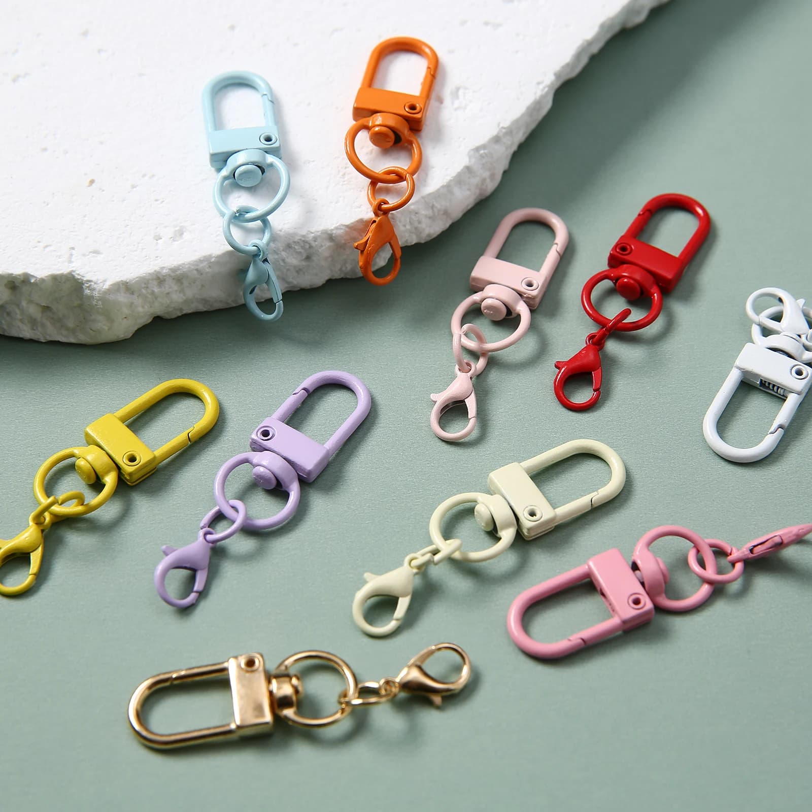 10 pezzi moschettone colorato chiusura ganci fibbia portachiavi portachiavi rotanti per borse a catena per telefono fai da te pendenti accessori all'ingrosso