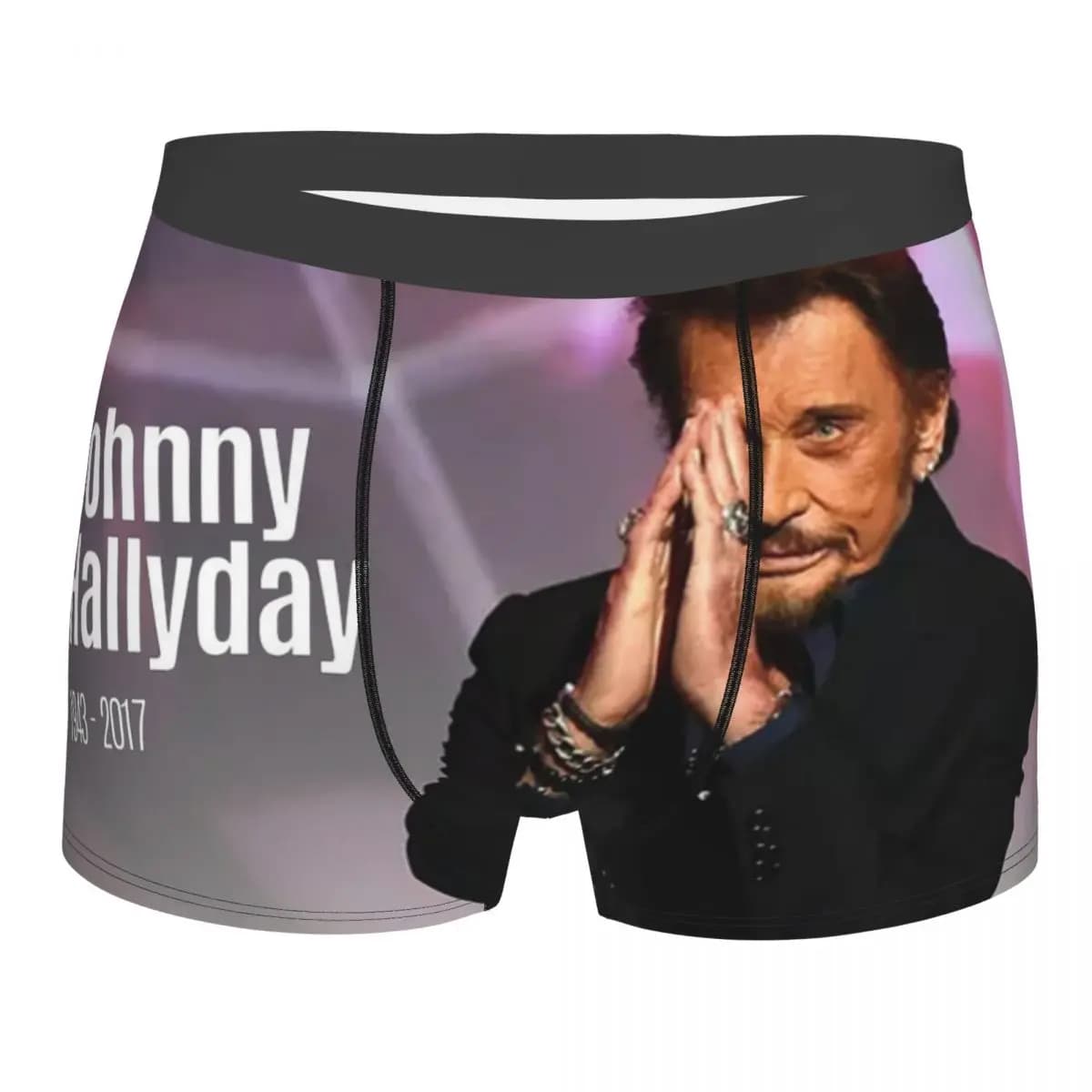 Rock Johnny Hallyday Boxer da uomo stampati in 3D, morbidi, con stampa del cantante francese, biancheria intima, slip