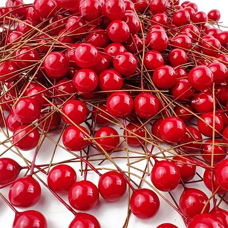50 pezzi di schiuma artificiale bacche di agrifoglio mini bacche rosse di Natale per Natale ornamenti per l'albero di Natale decorazioni per la casa Navidad Capodanno