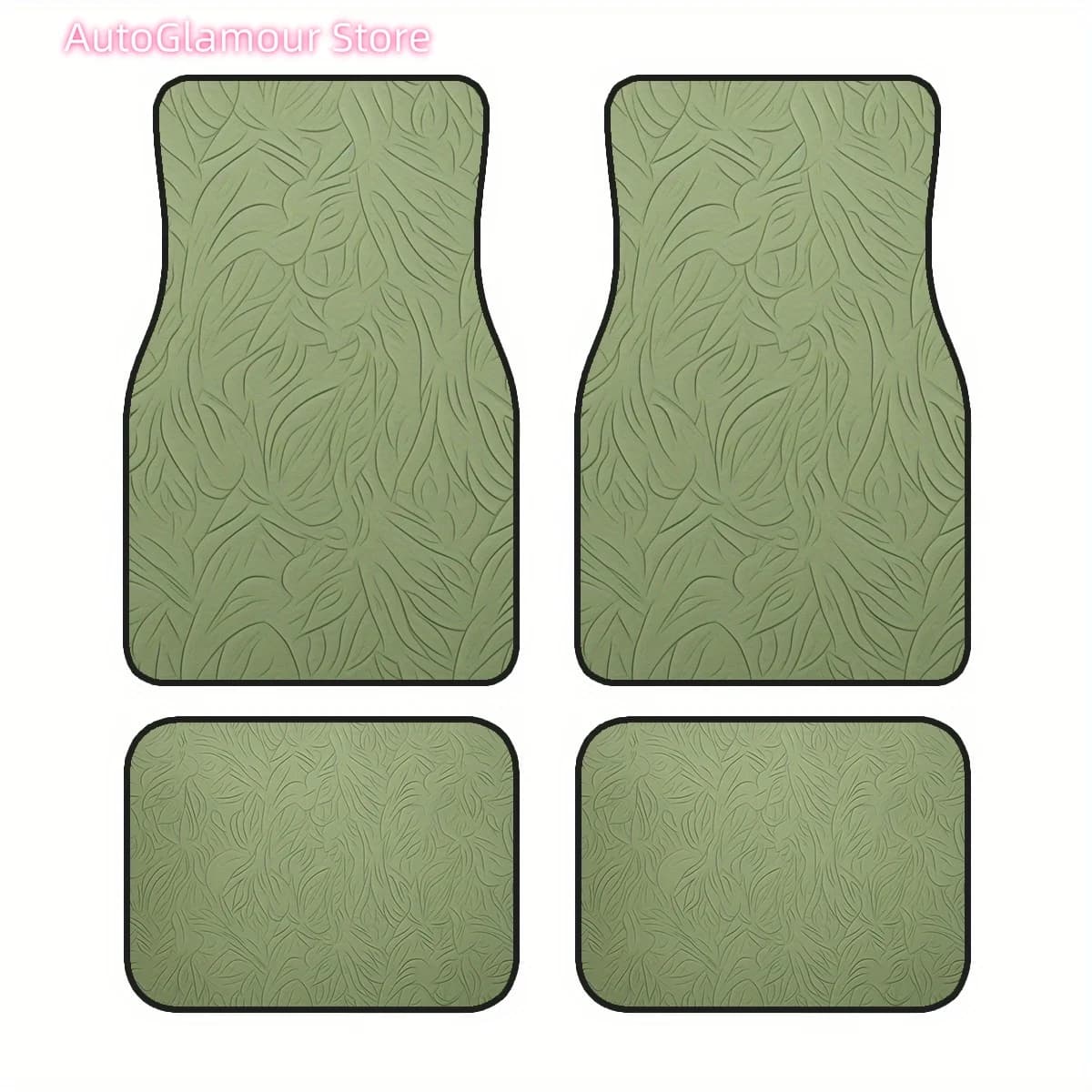 4 tappetini antiscivolo per auto, design con texture a onde verdi, compatibili con berline e SUV, decorazione interna, protegge il pavimento dell'auto