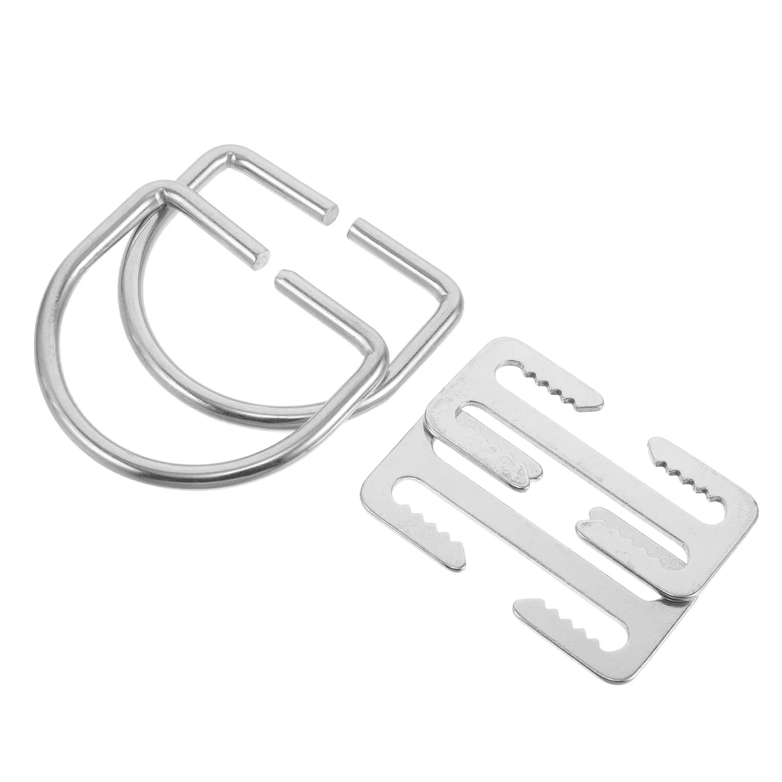 2 Set of Stainless Steel Dive Fittings with Quick Hook Buckle and D Ring for Apnea, Scuba and Snorkeling Equipment