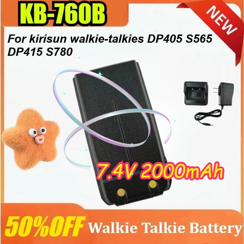 Nuovo KB-760B 7.4V 2000mAh per Kirisun DP405 S565 DP415 S780 Walkie-talkie Caricabatteria Sedile