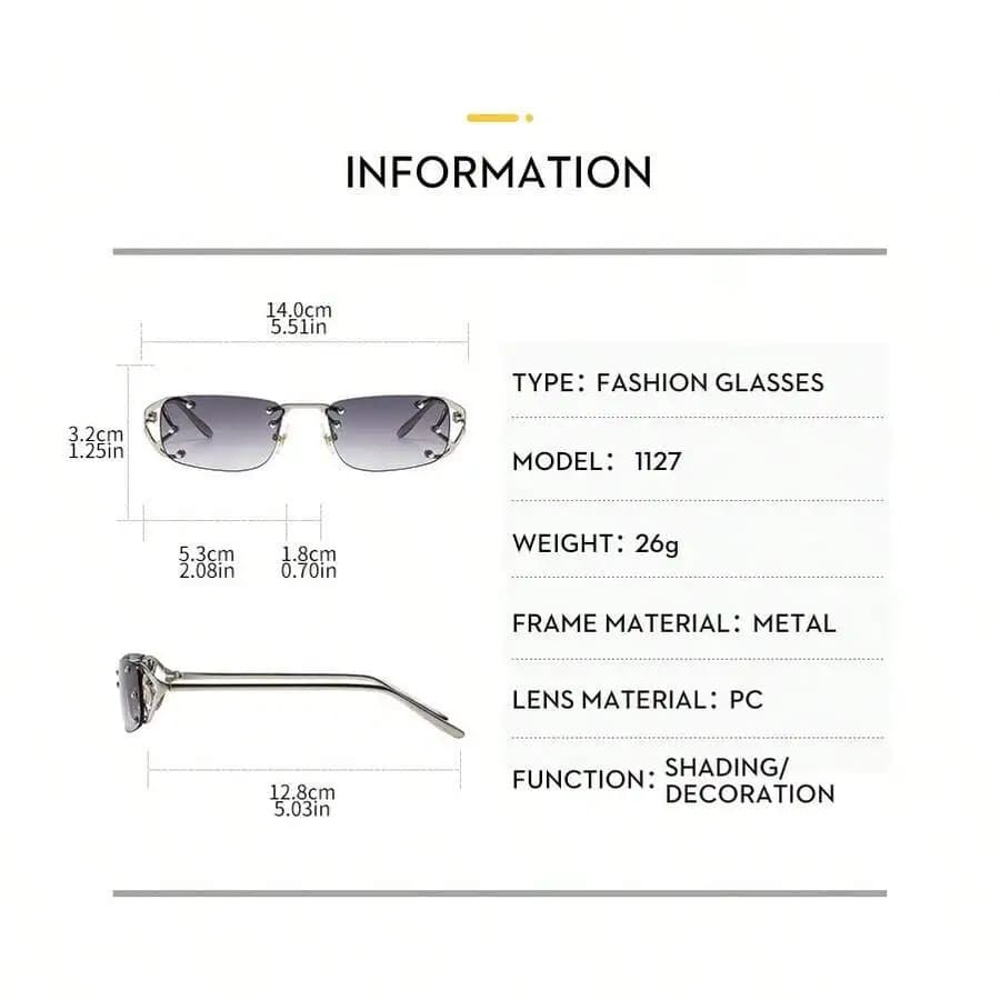 Frameless Metal Sunglasses For Street Style And Vacation