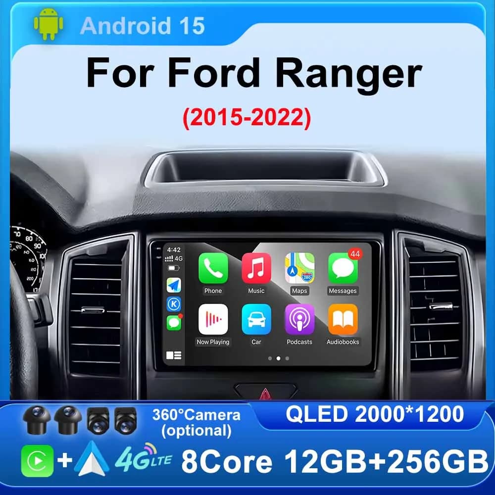 Android 15 Autoradio Schermo Stereo per Ford Ranger 2015 2016 2017 2018 2019-2022 GPS Navi Multimedia Carplay Autoradio unità principale