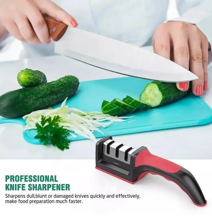 Affilacoltelli 3 in 1 21,5x14 cm, strumento professionale a 3 stadi per coltelli da cucina, forbici, diamante e ceramica