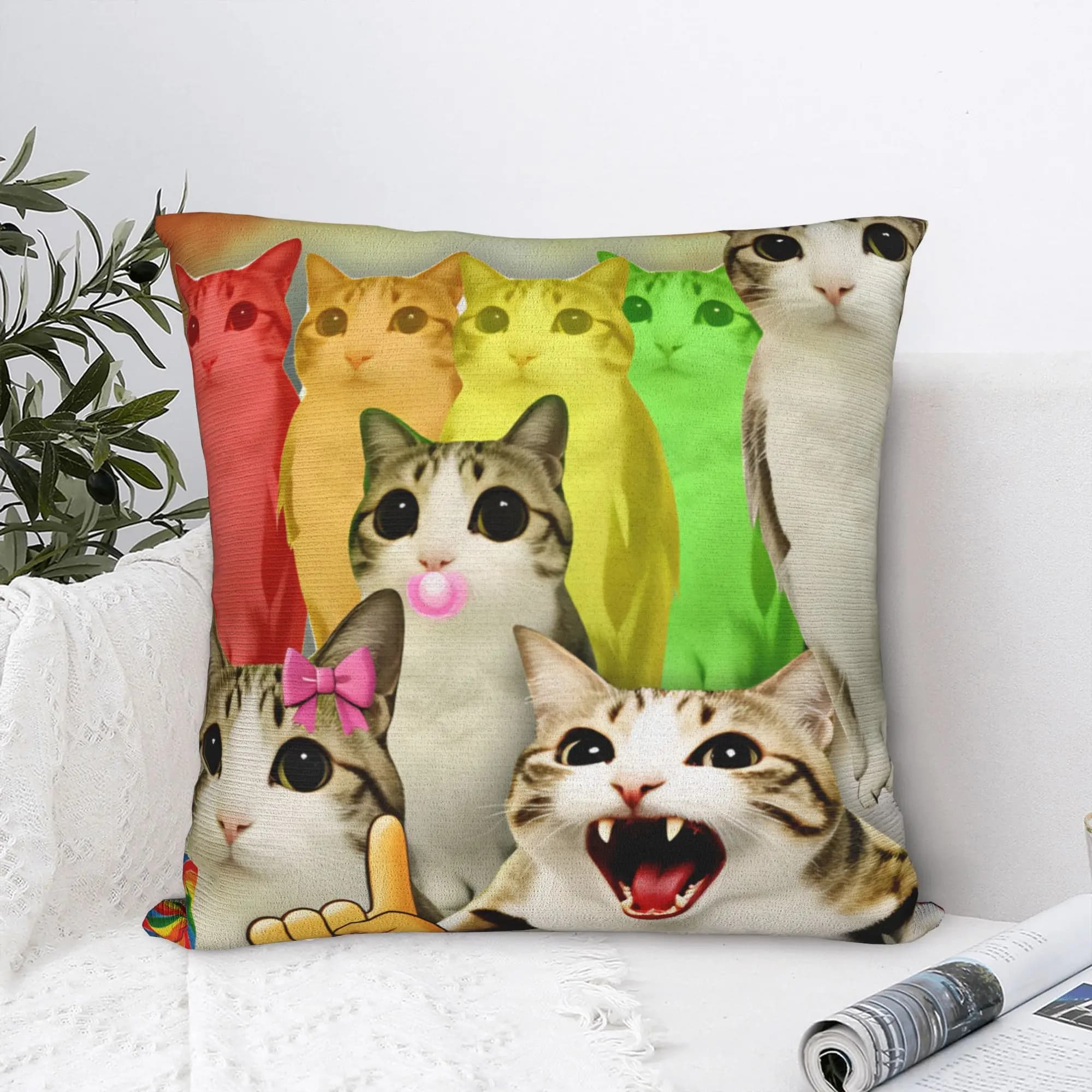 Funny Meowl Cat Meme Pillow Case Soft Pillow Cover For Sofa Couch Bed Living Room Cute Funny Pillowcases