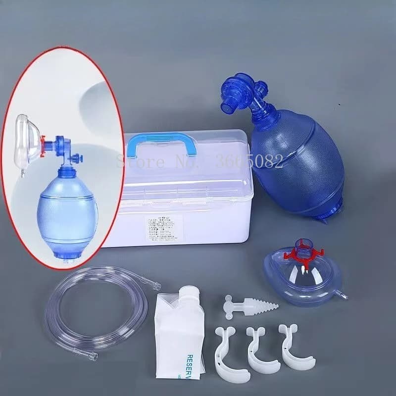 Kit di pronto soccorso per tubo di ossigeno con borsa Ambu in PVC per rianimatore manuale per adulti/bambini/neonati