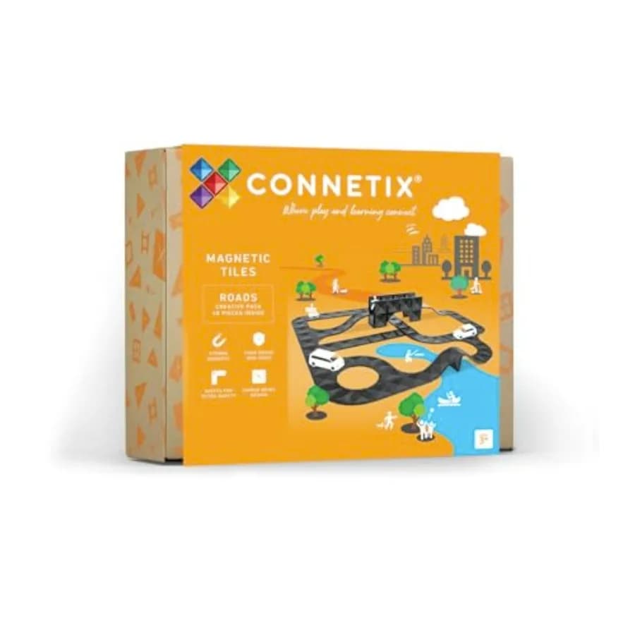 Connetix Magnetic Tiles Roads Creative Pack 48 Pezzi Blu Trasparente Design a Incastro per Costruire e Giocare