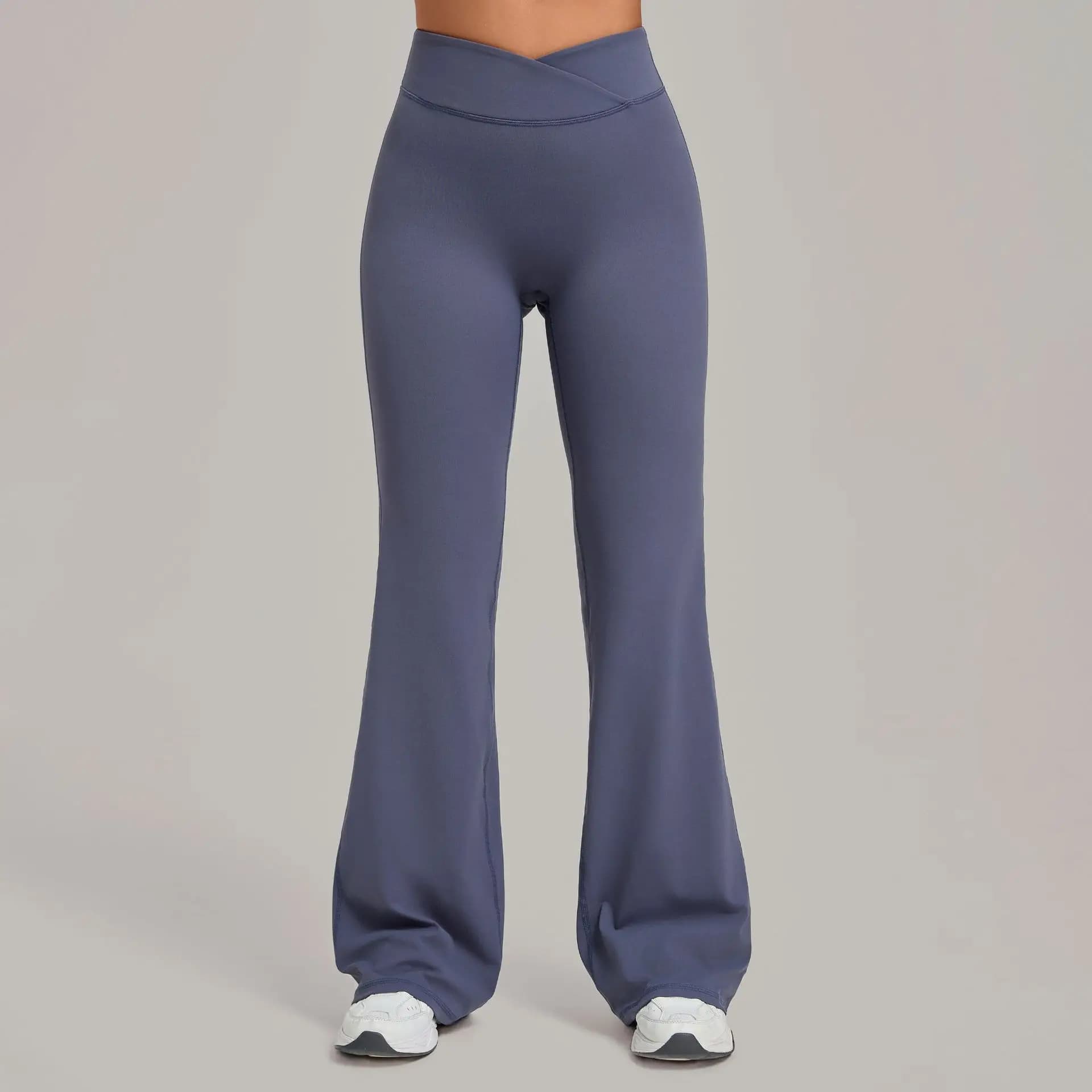 Women's High-stretch Figure-hugging Yoga Pants Slightly Flared Crossover High Waist–wide Leg Leggings Sports Fitness Trousers