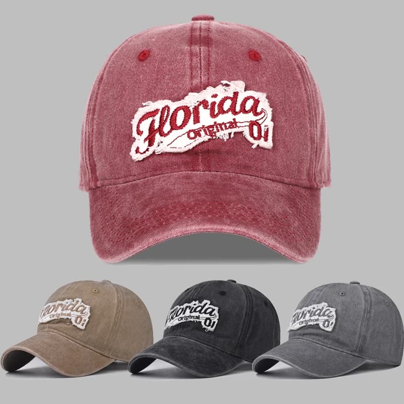 Four Seasons Men's American Retro Washed Antique Baseball Cap Men's Trendy Letter Embroidered Beanie Outdoor Sun Hat