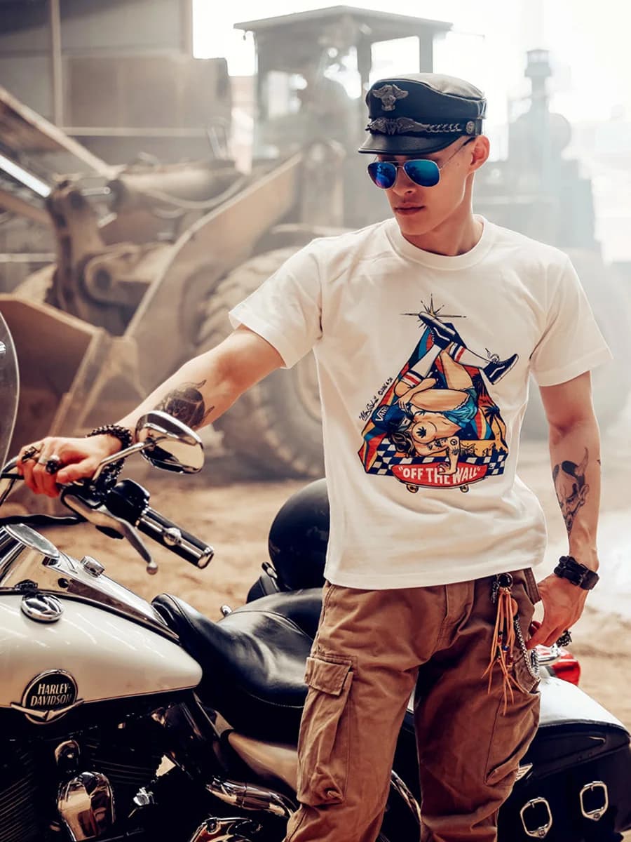 Loose Fit Cotton T-Shirt Men's Short Sleeve Streetwear Skateboard Hip Hop Style Casual Comfortable Breathable Youth Fashion