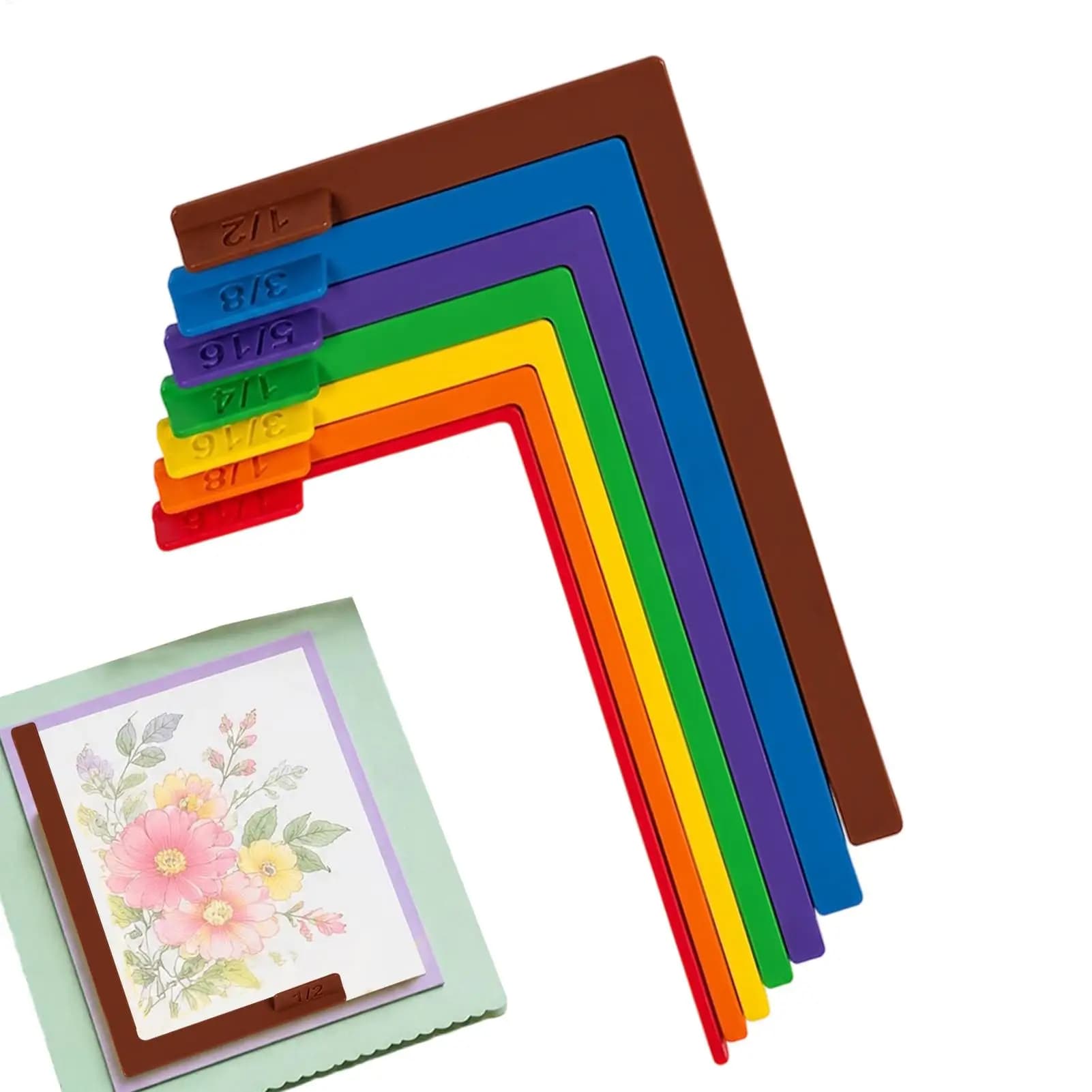 7pcs Paper Crafting Alignment Guides with Case for Card Making Set Precision Layering Matting Spacers Matching Storage Box