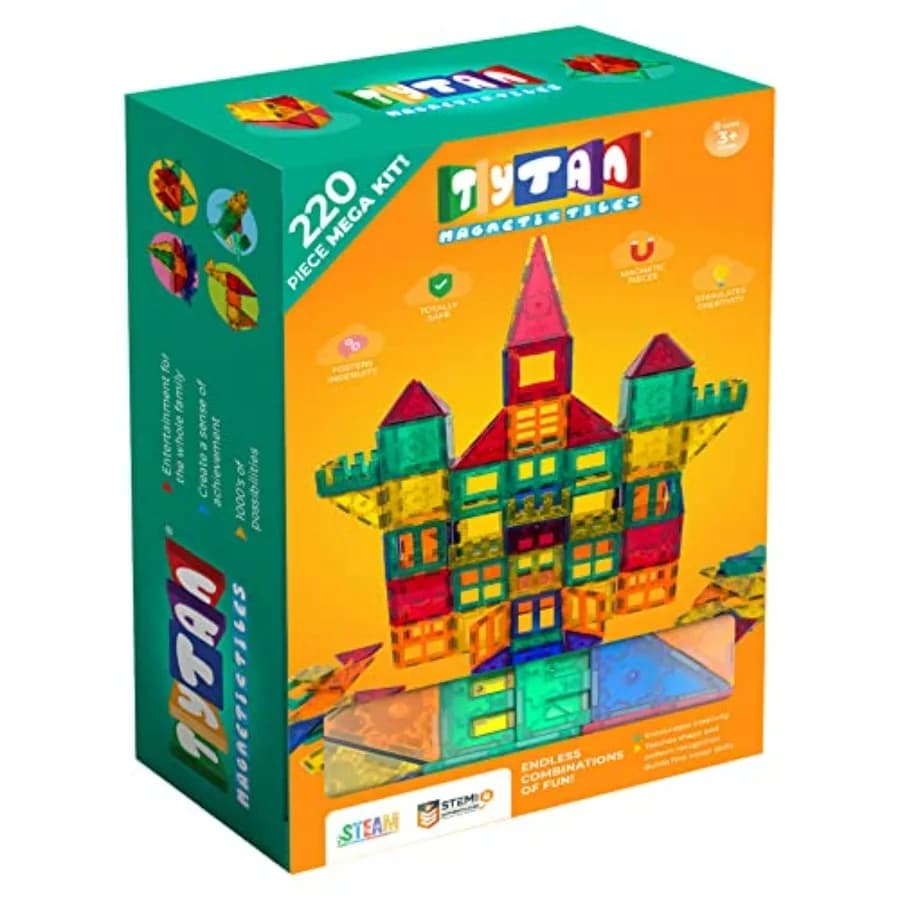 Set di Costruzioni Magnetiche Supersize da 220 Pezzi per Bambini dai 3 Anni in su, Grandi Castelli 3D, Veicoli Massicci, Razzi, Giocattolo STEM Inno