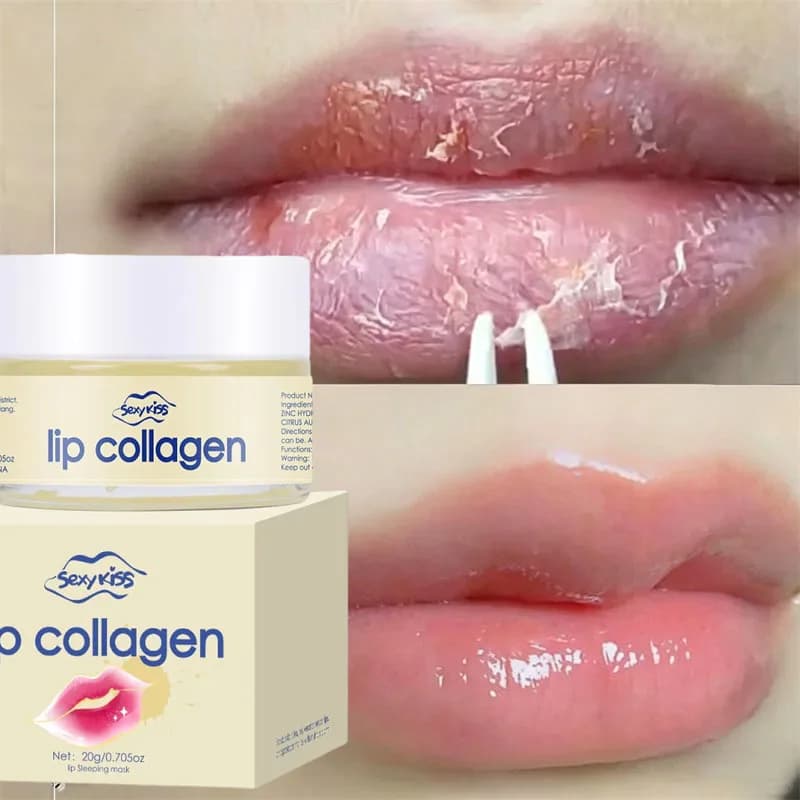 Maschera labbra al collagene e acido ialuronico per il sonno 20g, idratazione profonda, effetto idratante a lunga durata, esfoliante, giorno e notte, ideale come regalo.