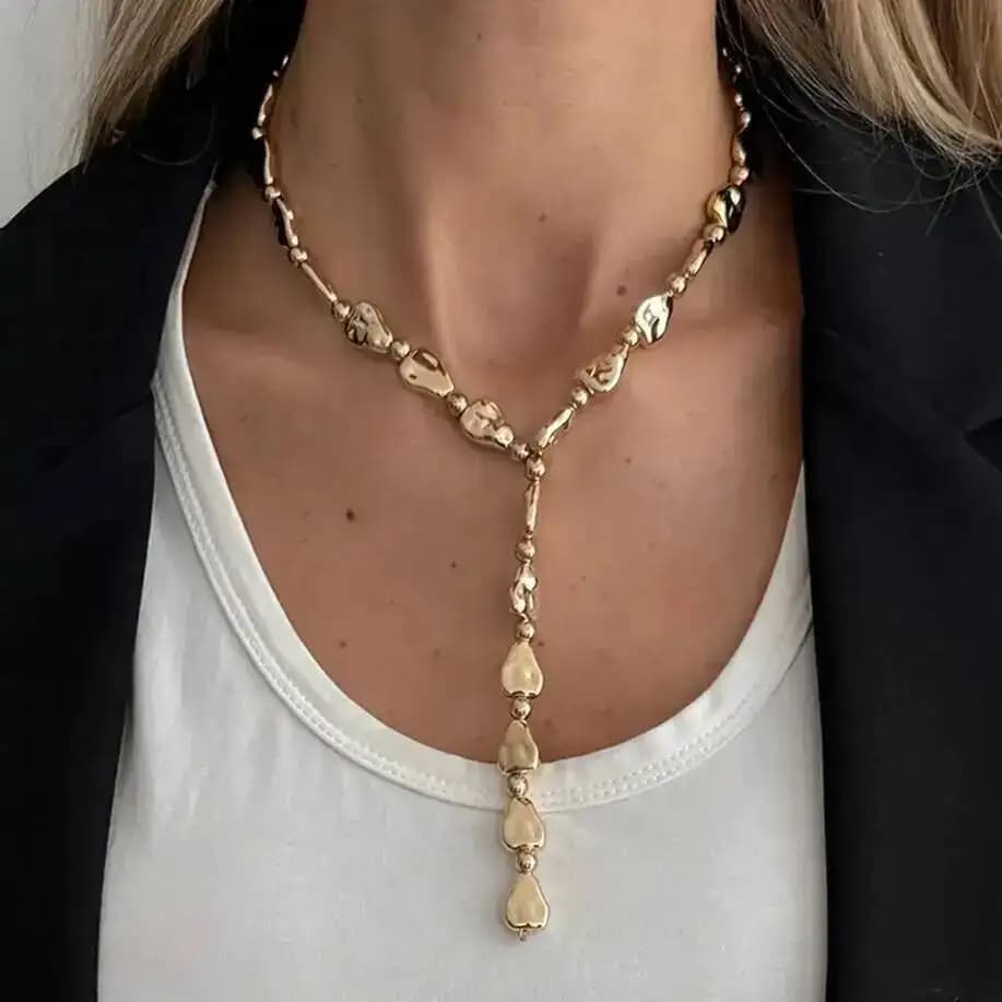 IngeSight.Z Vintage ​ Collana a catena con clavicola a forma di Y barocca sexy da donna 2026 Nuova collana semplice con cuore irregolare Gioielli quotidiani