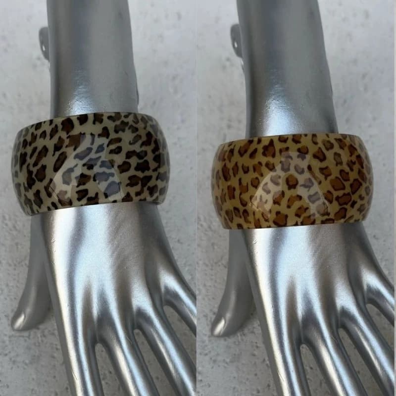 Y2K Bracelet Resin Leopard Print Sexy Geometric Bracelet Shiny Accessories Vintage Korean Fashion Bracelet Jewelry Charms