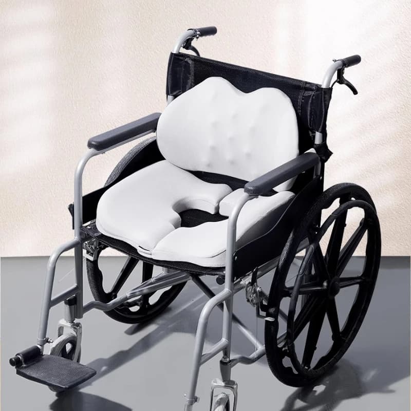 ‌ Cuscino del sedile ergonomico per sedia a rotelle ‌ - Cuscinetto antidolorifico antipressione dal design diviso con memory foam traspirante per pazienti costretti a letto